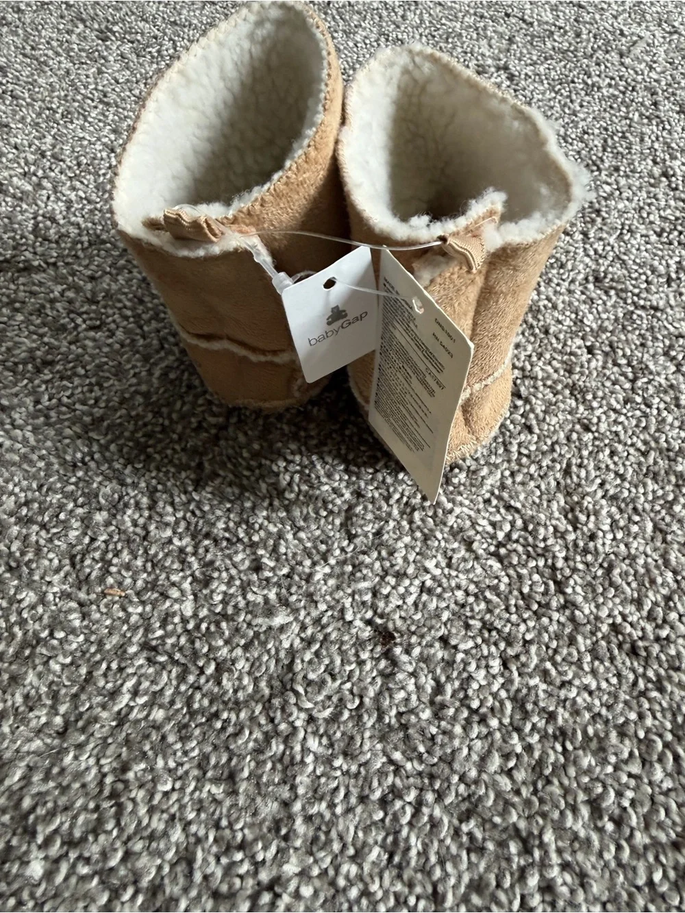 Baby Gap 6-12M Tan Faux Suede Sherpa Lined Soft Sole Baby Boots NEW